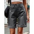 thumbnail image 6 of Women'S High Waist Long Jean Shorts for Women Ripped Distressed Jeans Short Black & Gray M, 6 of 9