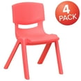 thumbnail image 3 of Emma + Oliver 4 Pack Red Plastic Stack School Chair with 12" Seat Height - Kids Chair, 3 of 13