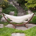 thumbnail image 2 of Vivere Hamac Double pour 2 Personnes en Coton avec Support en Pin Massif, Naturel avec Franges, 2 of 5