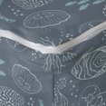 thumbnail image 4 of Jellyfish Rectangle Pouf, Marine Themed Monochrome Ocean Creatures Nautical Inspired Scene, Under Desk Foot Stool for Living Room Office Ottoman with Cover, 25", Petrol Blue Cadet Blue, by Ambesonne, 4 of 4
