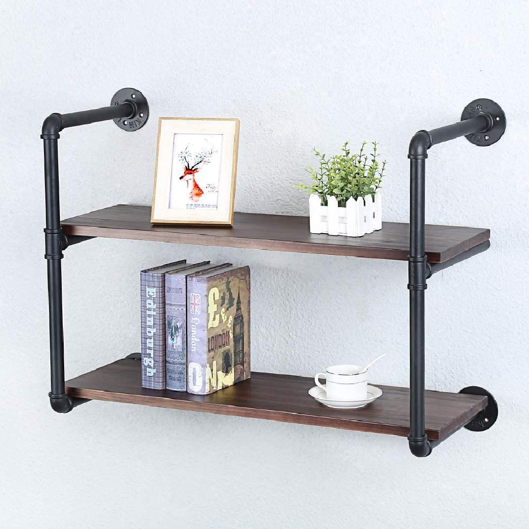 Industrial Pipe Shelving Floating Shelves,Rustic Wall Shelf Wood