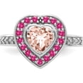 thumbnail image 5 of Sterling Silver Rhodium Morganite Heart Ring (Size 9) Made In Thailand qr4521-9, 5 of 5