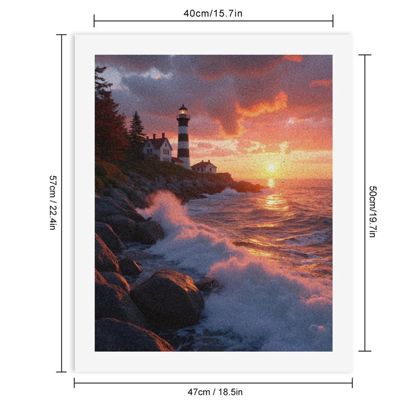 Paint by Numbers Kit for Adults, Lighthouse Sunset Ocean Waves Rocks Paint by Numbers, Easy Paint by Numbers Kit for Adults Beginner, DIY Adult Paint by Number Kits on Canvas, Home Decor