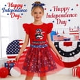 thumbnail image 2 of Girls 4th of July Outfit Toddler Patriotic Clothes 2 Piece USA T-Shirt Shirred Tiered Skirt Set for Little Girls Independence Day Memorial DStar Blue Short Sets for Little Girl Independence Day 5T, 2 of 5