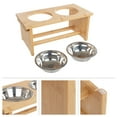 thumbnail image 4 of Petmaker Elevated Dog Pet Bowls with Stand - 7-Inch Bamboo Feeder with 2 Stainless Bowls - Hold 20oz, 4 of 6
