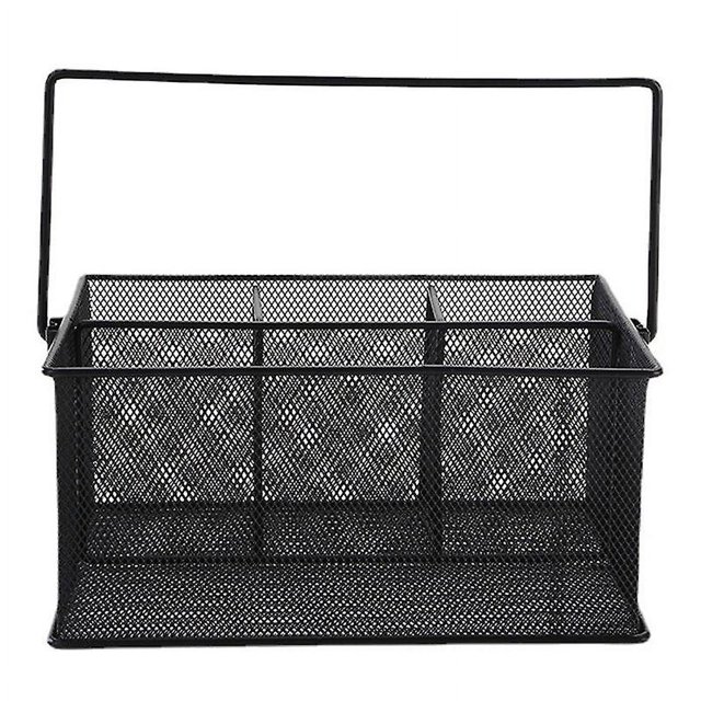 Cutlery Storage Basket with 4 Compartments, Mesh Flatware Holder Organizer Perfect for Home, Kitche