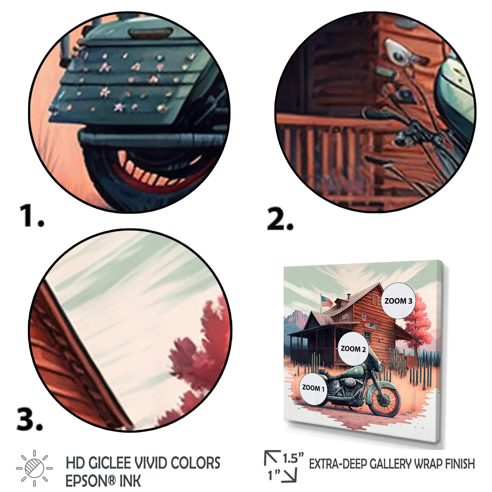 Designart Motorcycle Parked At The Cabin V Canvas Wall Art