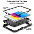 thumbnail image 4 of XYX for iPad (A16)11th /10th Generation 11/10.9 inch 2025/2022 Case, 3in1 Heavy Duty Shockproof Tablet Case with Stand, Shoulder Strap, Black, 4 of 7