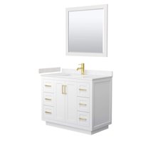 Wyndham Collection Miranda 42" Marble&Wood Single Bathroom Vanity in White/Gold