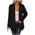 thumbnail image 2 of Idoravan Cardigans for Women Plus Sizes Women's Fall/Winter New Casual Loose Solid Color Tops Long Sleeved Cardigan Black, 2 of 7