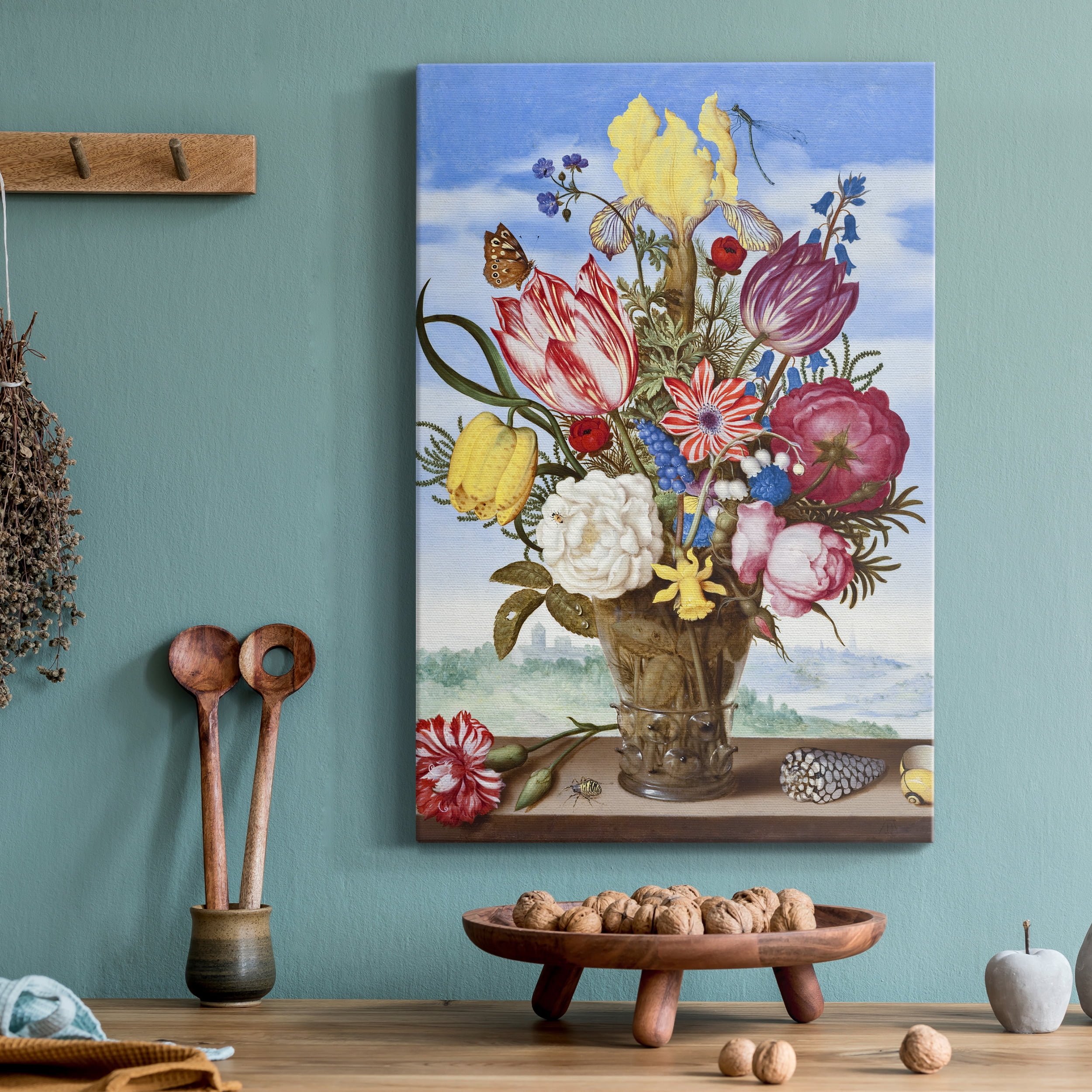 Bouquet of Flowers on a Ledge Premium Gallery Wrapped Canvas - Ready to Hang - 24 x 36
