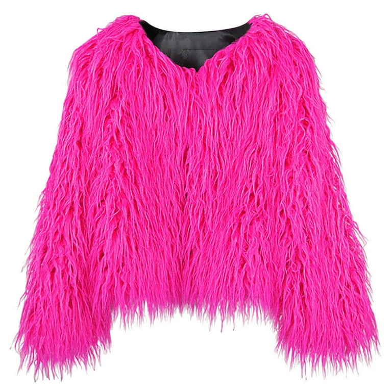 Art Class Girls Youth 10-12 Shag Carpet Faux Fur Cropped Sweater CUTE WILD  Pink