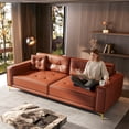 thumbnail image 5 of LLappuil King Size Pull Out Sofa Bed, Oversized Faux Leather 4 Seat Sofa Convertible Sleeper Sofa Bed Light Brown, 5 of 11