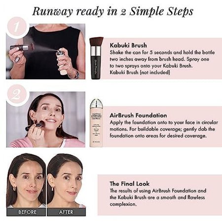 Jerome Alexander MagicMinerals AirBrush Foundation, Spray Makeup with Skincare Active Ingredients, Ultra-Light, Buildable, Full Coverage Formula (Dark)