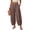 Brown -BG36, variant on Womens Cotton Linen Pants Elastic High Waist Wide Leg Pants Flowy Baggy Balloon Trousers Summer Beach Vacation Pants Green S