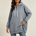 thumbnail image 4 of Cmfcve Women's Oversized Hoodies Long Sleeve Drop Shoulder Hooded Sweatshirts Side Slit Casual Fall Pullover Tops with Poc, 4 of 9