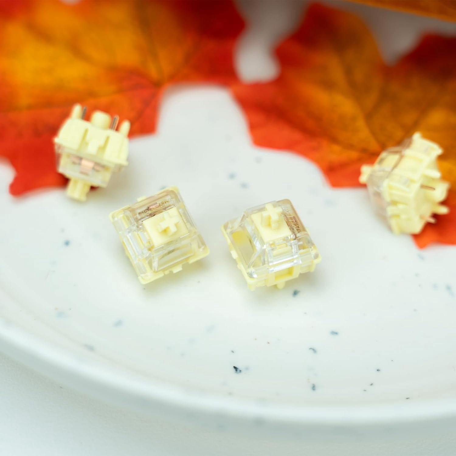 GATERON Jelly Series Keyboard Switches, Linear Tactile Silent RGB LED 5 Pin Factory Pre-lubed Full POM Key Switches for MX Mechanical Keyboard (Banana,110PCS)