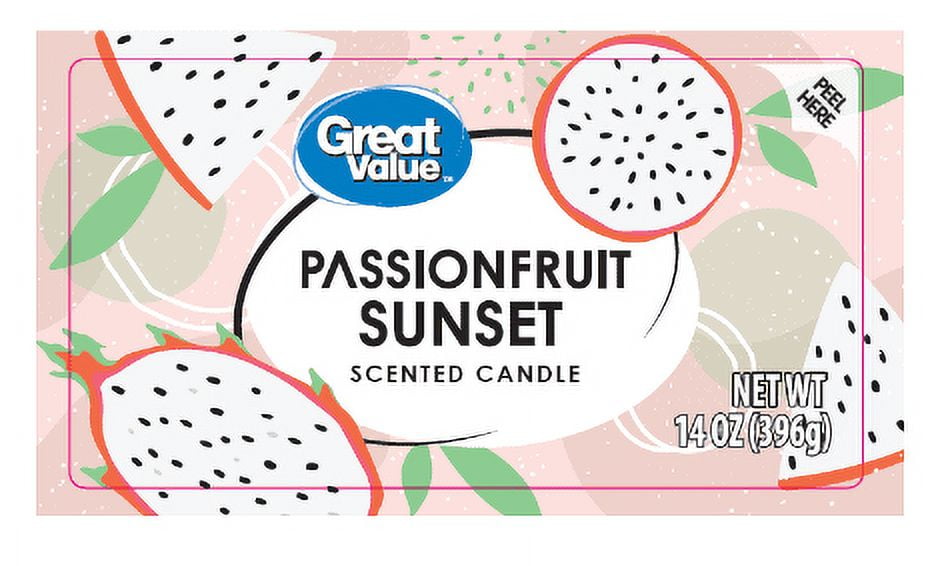 Great Value Passionfruit Sunset Scented Jar Candle, 14 oz