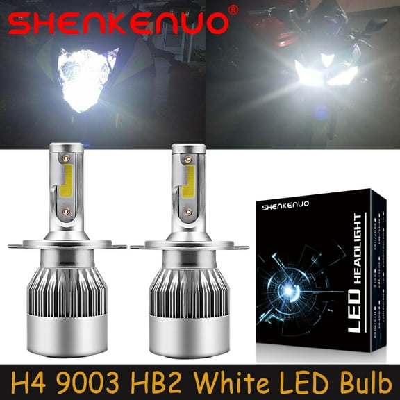 SHENKENUO H4 9003 HB2 Combo LED Motorcycle Headlights Bulb High / Low Beam High Power,6000K White,Pack of 2,C19