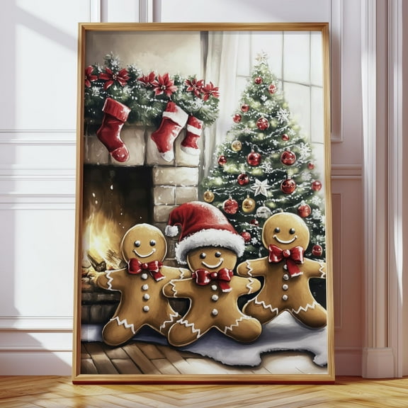 WestConfe Gingerbread Print Christmas Wall Art Christmas Decor Winter Wall Art Tis The Season Gingerbread Man Wall Art Oil Painting