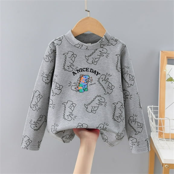 Sentuca Boys Shirts Long Sleeve Pullover Tops Crew Neck Casual Dinosaur Graphic Tees for Kids Clothes Size 3 Years