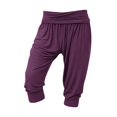 thumbnail image 5 of Women's Soild Color Harem Cropped Pants with Pleated Waist, Loose Fit Yoga Lounge Pants, Soft Cropped Joggers for Fitness, Workout, and Casual Wear Wine M, 5 of 7