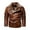 Brown, variant on IROINNID Men's Faux Leather V-Neck Notch Lapel Long Sleeve Solid Color Loose Autumn And Winter Fleece Jacket