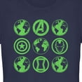 thumbnail image 2 of Junior's Marvel Earth Day Heroes Icons Graphic Tee Navy Blue Small, 2 of 3