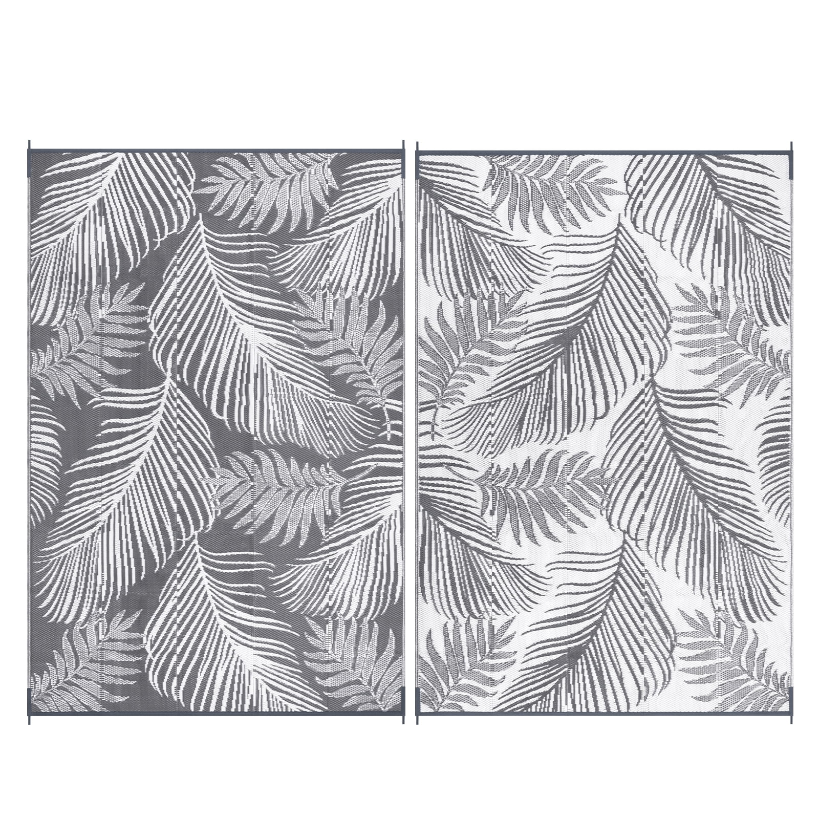 LOKHOM 9'x12' Gray Outdoor Rug Waterproof Reversible Plastic Straw Rug for Patios,Porch,RV,Beach