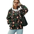 thumbnail image 5 of COEQINE Women's Full Zip Up Hoodie Fall Oversized Sweatshirts Long Sleeve Y2K Casual Outfits Christmas Santa Claus Tree Cookie Black Pattern Fashion Pockets Jacket, L, 5 of 7