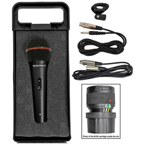 Rockville RMIC-SR Handheld DJ Vocal Recording Wired Microphone Cables Mic Case
