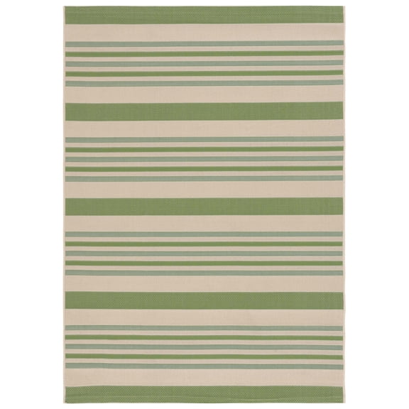 Safavieh Courtyard Aaron Striped Indoor/Outdoor Area Rug, Beige/Green, 5'3" x 7'7"