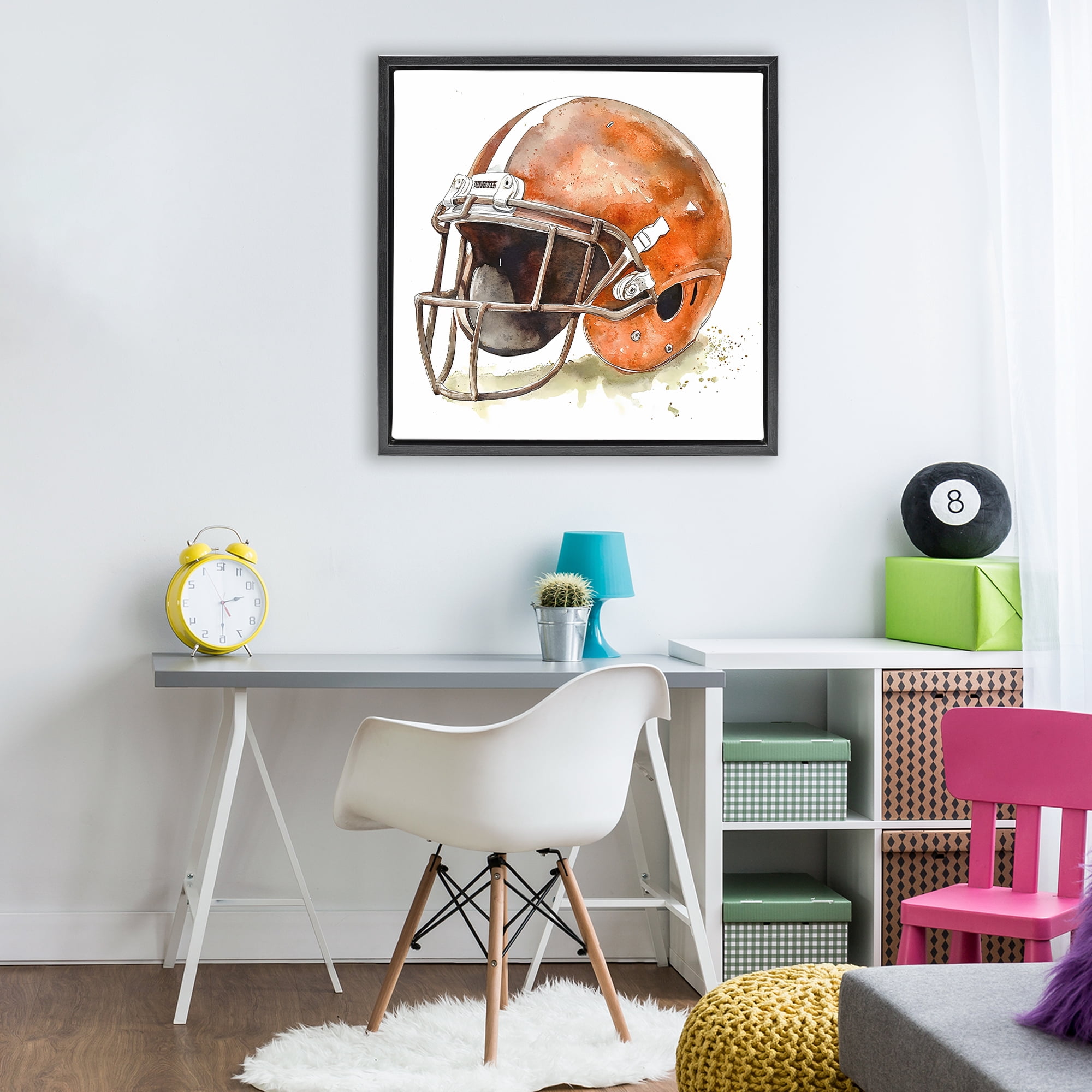 Stupell Industries Red Football Helmet Black Framed Floater Canvas Wall Art, design by Creative Studio