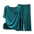 thumbnail image 2 of BONIXOOM Pajamas For Women Matching Family Christmas Pajamas Loungewear None Short Sleeve Sleep Tops Solid Green M, 2 of 3
