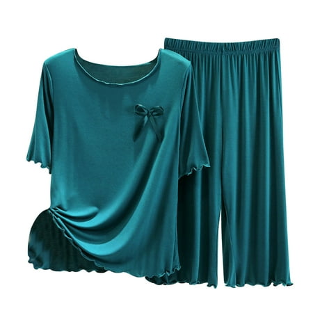 

ShomPort Women s 2 Piece Pajama Sets Loungewear Sets Loose Solid Color Sleepwear Ladies Pjs Sets