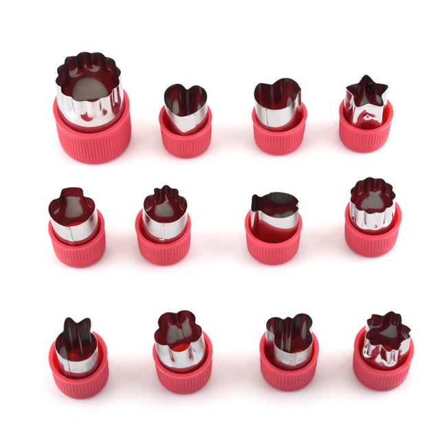 Cortador de galletas de acero inoxidable, un juego de 12 cortadores de émbolo, moldes para dulces para decoración de pasteles.