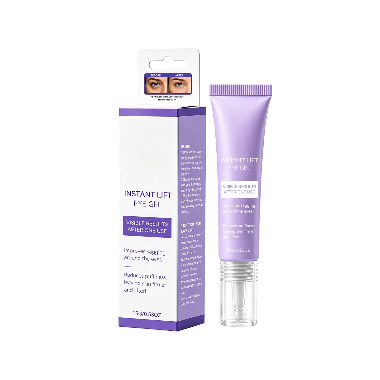 Instant Lift Eye Gel with Roller, Hydrating Lightweight Care for All Skin Types