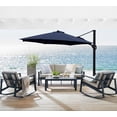 thumbnail image 3 of SHADE&FLAME 11 ft Deluxe Patio Offset Umbrella Aluminum Outdoor Cantilever Umbrella Hanging Umbrellas with Heavy Duty Base,Fade Resistant,Infinite Tilt,Blue, 3 of 9