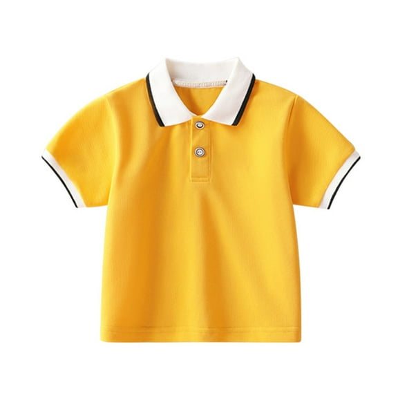 CUZIBR Kids Boys Girls Short Sleeve Shirt Solid Color Button Closure Casual Comfort Soft Fabric Blouse Tee Tops Cozy Dailywear For Toddler