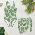 thumbnail image 4 of SEANATIVE One Piece Swimsuit for Girls Cut Out Design Bathing Suit 2 Pieces Swim Suit Including Swimwear and Sarong Coverup for Beach Seaside, 7-8 Years, Monstera Leaf Green Beige, 4 of 7