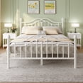 thumbnail image 2 of E-Motie Metal Bed Frame Full Size with Vintage Victorian Headboard & Footboard, White, 2 of 8