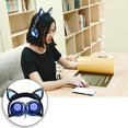 thumbnail image 3 of Auriculares supraurales con orejas de gato LED, auriculares plegables recargables con cable que se iluminan (azul), 3 of 5
