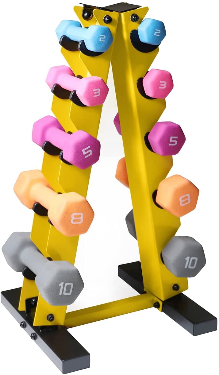 WF Athletic Supply Dumbbell Rack, 5-Tier A-Frame Dumbbell Rack for Dumbbell Storage, Color Options Available in Black / White / Green / Yellow / Red / Orange & Blue