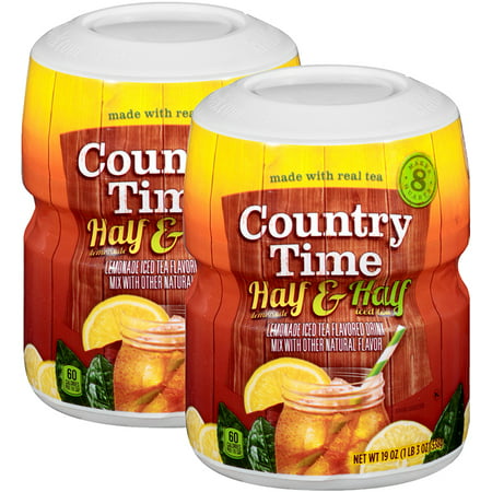 (6 Pack) Country Time Half Lemonade & Half Iced Tea Drink Mix, 19 oz (Best Time To Drink Earl Grey Tea)