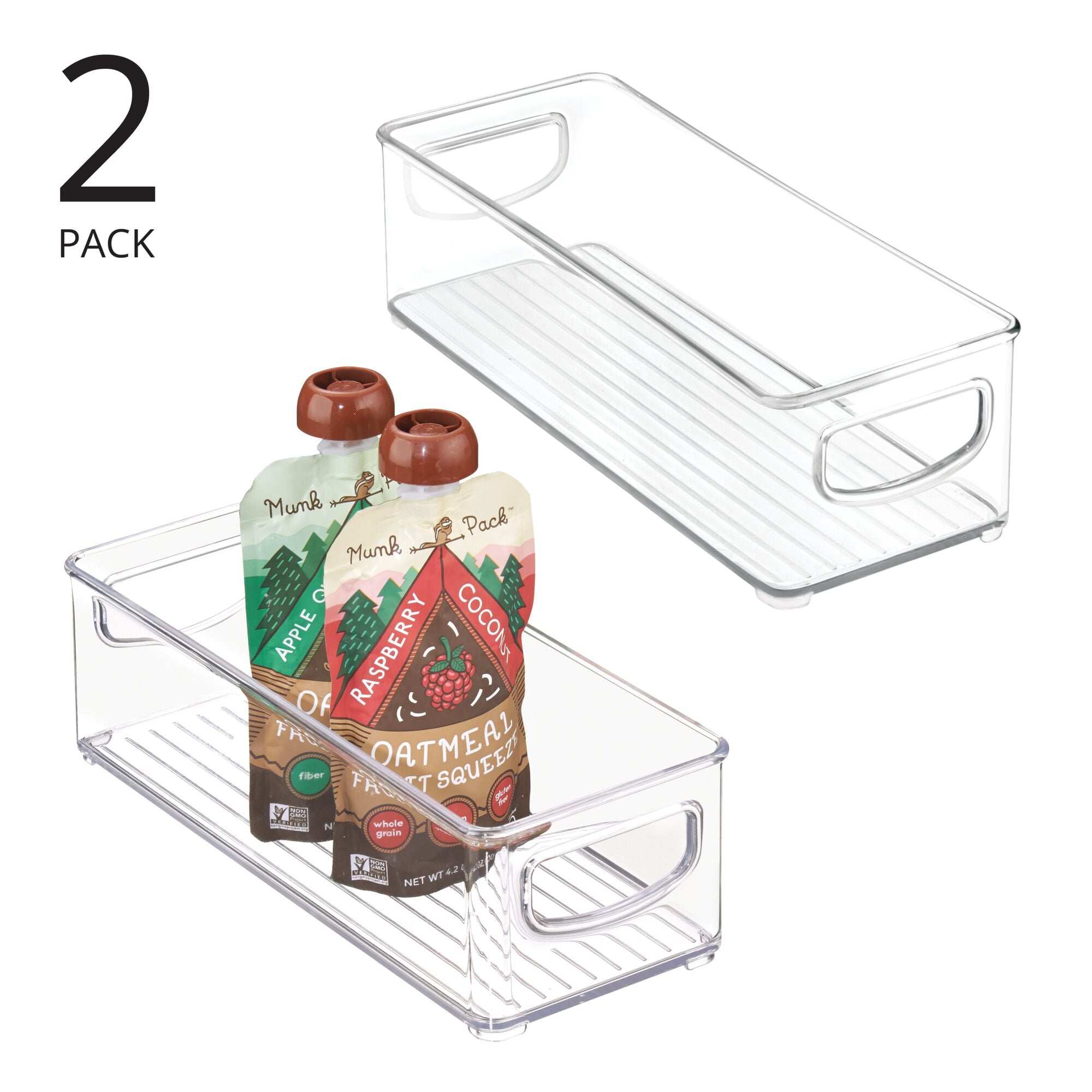 Set of 2 Storage Bins with Handles for Toy Kitchen Bathroom&Closet Storage in White | Small