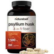 NatureBell Psyllium Husk Capsules 1500mg Per Serving, 360 Count, with Inulin & Chia Seed â€“Soluble Fiber for Digestion â€“ Plant Based Herbal Fiber Supplement, Non-GMO, Gluten Free