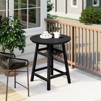 Costaelm Paradise Outdoor HDPE 35" Round Counter Height Patio Bar Table, Black