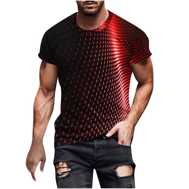 Camiseta de Manga Corta de Cuello Redondo de Impresión de los Hombres Moda Casual, Ajuste Suelto para la Capa de Invierno con Chaquetas Y Pantalones Cortos