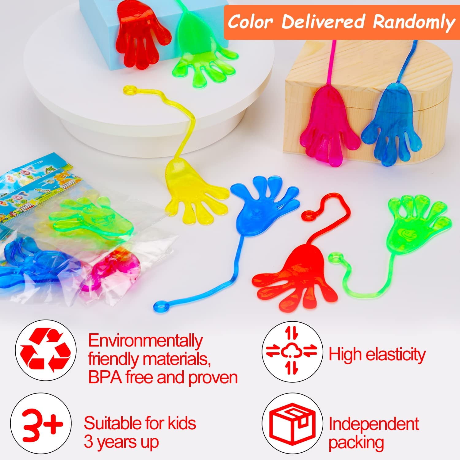 Fun Glitter Vinyl Sticky Hands Party Favor Kids Birthday Toy Goodies Games