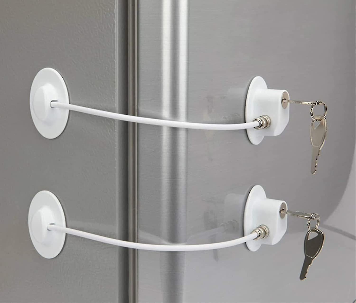 2 Cerraduras Con Código Para Refrigerador - Seguridad Niños, Autoadhesivas, Sin Taladrar, 3 Dígitos (Blanco)